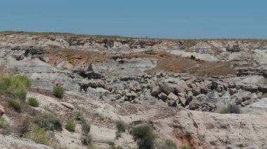 18 Arizona taşlaşmış orman mavi mesa çöl dış kayalar manzara turizmi. Yüksek kalite 4k görüntü