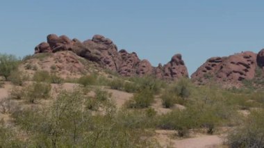 1 Papago Park Phoenix Arizona çift katlı temiz gökyüzü botanik doğası bahçe parkı çöl gezisi. Yüksek kalite 4k görüntü
