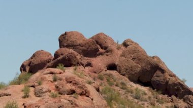 Papago Park Phoenix 'in 14 parkı Arizona temiz gökyüzü kaktüsü doğa botanik bahçesi çöl manzarası seyahati. Yüksek kalite 4k görüntü