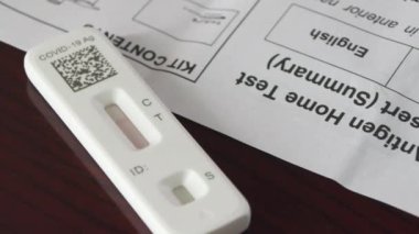 Sağlık kontrolü için Covid-19 test kitini evde kapat. Yüksek kalite 4k görüntü