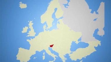 Slovenya harita animasyonu 4K, Avrupa, dünya coğrafyası, ayrıntılı konum görselleştirmesi. Yüksek kalite 4k görüntü