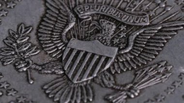 E pluribus unum tasarımı yarım dolarlık metal metal doku tablosu. Yüksek kalite 4k görüntü