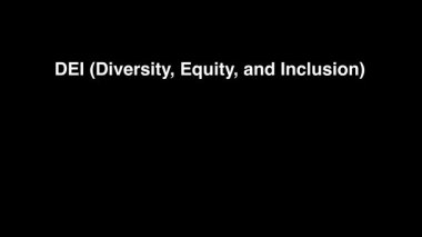 DEI Çeşitliliği, Equity ve Inclusion tanımı animasyon siyah arkaplan. Yüksek kalite 4k görüntü