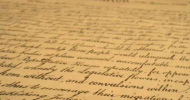 Bağımsızlık Bildirgesi tarihi belge eski 1 'i kapattı. Yüksek kalite 4k görüntü