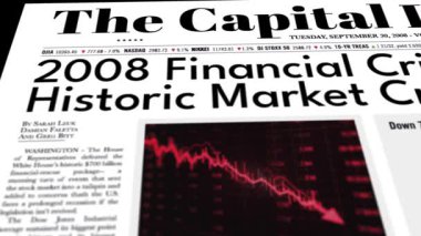 2008 Çöküş ve Borsa Çöküşünü Gösteren Animasyon Sahte Gazete 2. Yüksek kalite 4k görüntü