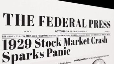 1929 Borsa Çöküşü Gazetesi İlk Sayfa Tarihi Örtüsü 6. Yüksek kalite 4k görüntü