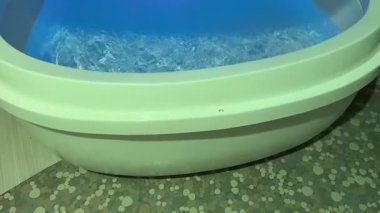 Bir video, dinginlik yaratan mavi elit bir yüzme terapi kapsülünü gösteriyor. Yüksek kalite 4k görüntü