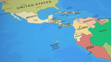 Guatemala 'nın renkli 2D Orta Amerika Siyasi Haritası. Yüksek kalite 4k görüntü