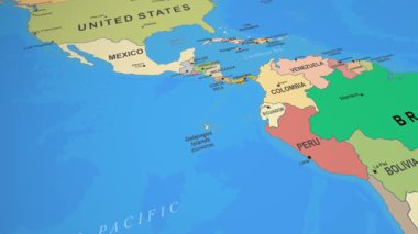 El Salvador 'un renkli 2D Orta Amerika Siyasi Haritası. Yüksek kalite 4k görüntü