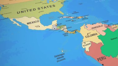 Honduras Renkli 2D Orta Amerika Siyasi Haritası Işıklandırma Ülkesi. Yüksek kalite 4k görüntü