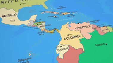 Venezuela Renkli 2D Animasyon Politik Haritası Güney Amerika 'ya yaklaşıyor. Yüksek kalite 4k görüntü