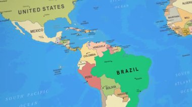 Paraguay Renkli 2D Animasyon Politik Haritası Güney Amerika 'ya yaklaşıyor. Yüksek kalite 4k görüntü