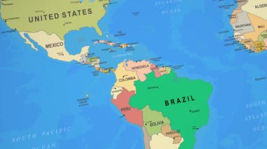 Bolivya Renkli 2D Animasyon Siyasi Haritası Güney Amerika 'ya yaklaşıyor. Yüksek kalite 4k görüntü