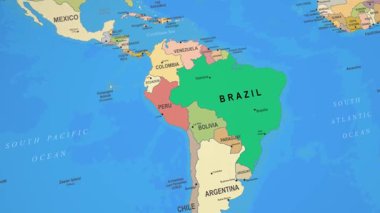 Uruguay Renkli 2D Animasyon Siyasi Haritası Güney Amerika 'ya yaklaşıyor. Yüksek kalite 4k görüntü