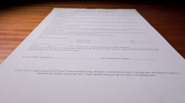 Will Document Yasal Kağıt Son İradesi ve Vasiyet Formu 1. Yüksek kalite 4k görüntü