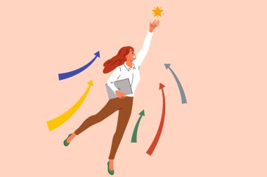 Hırslı kadın ticari ilerleme için çabalıyor, yıldızları gökyüzünden yakalıyor ve kariyerinde yeni bir seviyeye ulaşıyor. Başarılı kız, sıkı çalışma ve tembellik sayesinde işinde ilerleme kaydediyor..