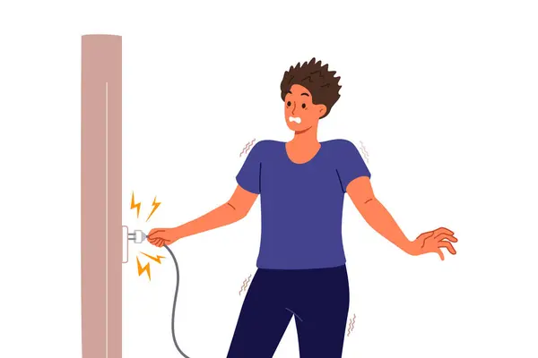 İnsan prize taktığı zaman elektrik şoku alır ve elektrik donanımının bozulmasından dolayı acı hisseder. Islak ellerle tel tutan sıradan giysili bir adam için elektrik şoku