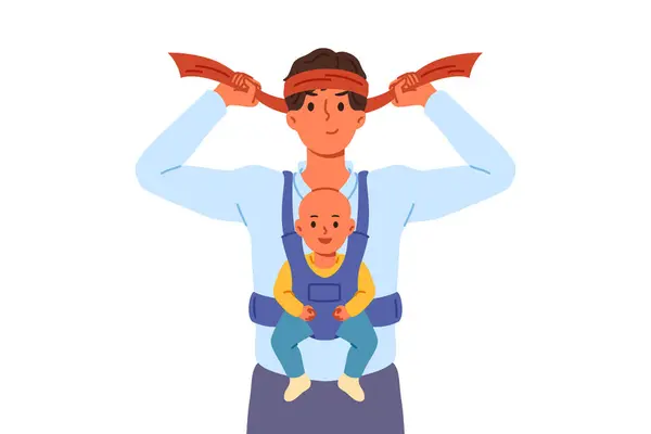 Kollarında bebekle adam gibi bir baba, kafasına bandaj bağlayıp oğlunu tek başına büyütmeye hazırlanıyor. İş adamı baba aynı anda hem çalışıp hem de çocuk büyütmek istiyor. Çünkü bebek için anne ve dadı yok.
