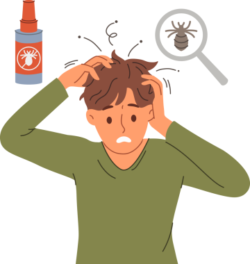 Saç biti olan bir adam, parazitler yüzünden rahatsızlanır ve kaşınır. Tıbbi tedaviye ihtiyacı vardır. Tatmin olmamış bir adam, hijyen kurallarına uymadığı için bitlenmişti.