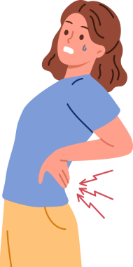 Kadının omurga ağrısı vardır ve radykül iltihabıyla savaşmak için masaj ya da sıcak merheme ihtiyacı vardır. Genç kız, sabit çalışma ya da ağır cisimleri kaldırma kaynaklı radikülit krizi geçiriyor.