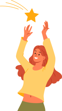 Kadın gökyüzünden düşen yıldızı yakalar ve zengin olmak ya da evlenmek ister. Batıl inançlı kız, kayan yıldızları gülümseyerek seyreder ve şans ve şans umuduyla yıldızlara uzanır..