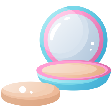 Güzel, modaya uygun bir görünüm yaratmak için kadın kozmetik mağazasından ayna tozu.