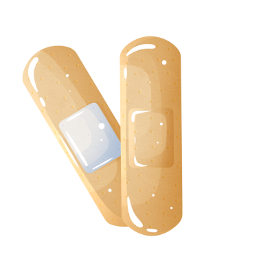 Yaraların iyileşmesi için birkaç yara bandı.