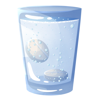 Bir bardak suda çözünen haplar.