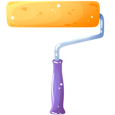 Sarı bir boya silindirinin çizimi