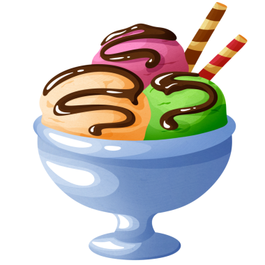 Renkli çikolatalı bir fincan dondurma. resimleme