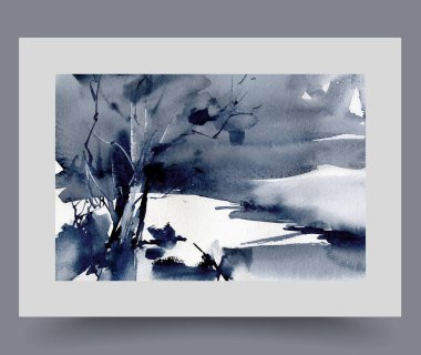 Fırtınalı hava ve soyut doğa tsunamiden sonra güçlü rüzgarlar tarafından yok ediliyor. Kasvetli manzara, karanlık gökyüzü, ıssız parkın üzerinde, fırtınalı ve bulutlu bir gecede.