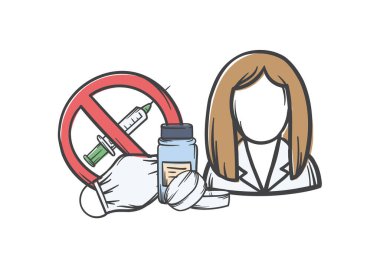 Tıbbi konsept. Aşılamayı reddetmenin ve grip ve viral hastalıkların önlenmesinin düzenlenebilir temsili. Vektör illüstrasyonu