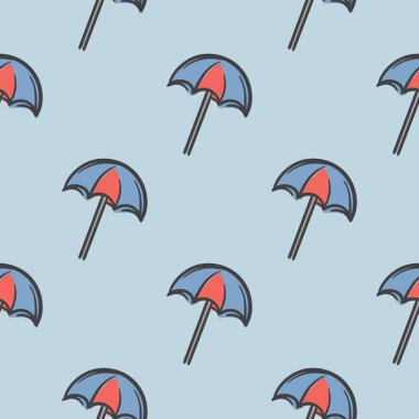 Şemsiyeli parlak, pürüzsüz yaz şablonu. Hediye kağıdı için düzenlenebilir vektör arkaplanı. Vektör illüstrasyonu