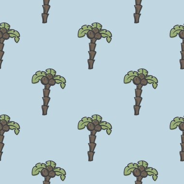 Parlak, pürüzsüz, palmiye ağaçları olan bir yaz deseni. Hediye kağıdı için düzenlenebilir vektör arkaplanı. Vektör illüstrasyonu