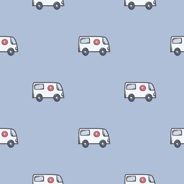 Tıbbi makine simgeleriyle basit vektörsüz desen. Geçmişini tıp sembolleri ve sağlık hizmetleriyle tekrar ediyorsun. Vektör illüstrasyonu