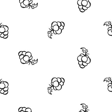 Üzümlü siyah beyaz basit bir vektör. Paket kağıdı, dekorasyon, baskı için el çizimi arka plan. Vektör illüstrasyonu