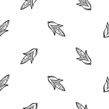 Mısırlı, siyah beyaz basit bir vektör. Paket kağıdı, dekorasyon, baskı için el çizimi arka plan. Vektör illüstrasyonu