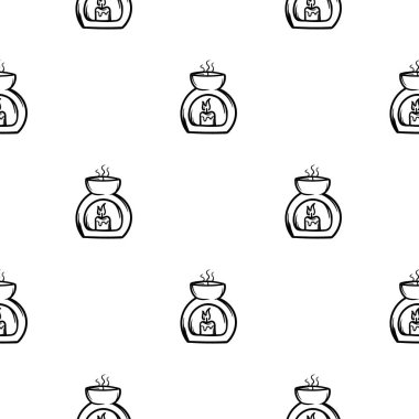 Aroma mumlu siyah beyaz basit bir vektör. Paket kağıdı, dekorasyon, baskı için el çizimi arka plan. Vektör illüstrasyonu