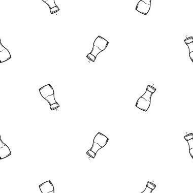 Mutfak tasarımı, tuzluk, siyah beyaz desenli. Mutfak, kafe, restoran, ambalaj kağıdı ve baskı tasarımı için vektör arkaplan. Vektör illüstrasyonu