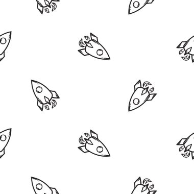 Roketle basit, pürüzsüz bir model. İş, pazarlama ve siyasetin simgeleri, simgeleri ve simgeleri. Vektör düzenlenebilir arkaplan. Vektör illüstrasyonu