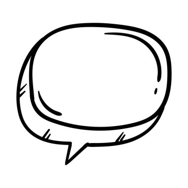 Konuşma balonu. Alıntı kutusu. Metin için boş bir vektör ögesi. Siyah ve beyaz elle çizilmiş Vektör çizimi