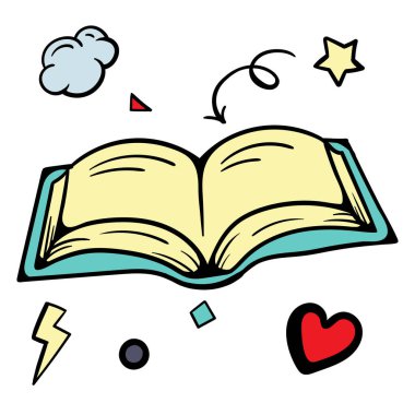 Not defteri. Basit el çizimi vektör çizimi. Yapıştırma, kitap, baskı, reklam, poster için çocuk çizimleri...