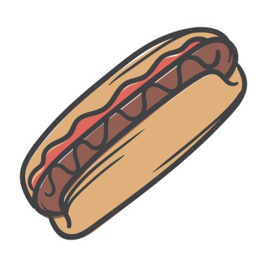 Hotdog. Street food. Simple Vector Hand Drawn Illustration for Sticker, Print, Icon. Vector illustration