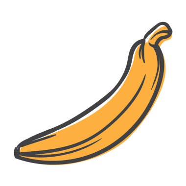 Muz. Özet çizilmiş basit bir el çizimi simgesi. Yazdırma, çıkartma ve afiş için vektör illüstrasyonu. Vektör illüstrasyonu