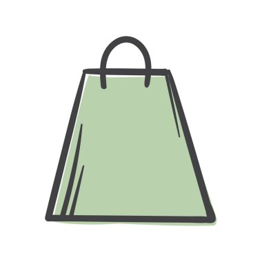 Basit bir alışveriş çantası. El çizimi vektör çizimi beyaz arka planda izole edildi. Simge, baskı, pankart için resim. Vektör illüstrasyonu