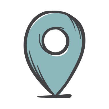 Adresi ver. Konum. El çizimi vektör çizimi beyaz arka planda izole edildi. Simge, baskı, pankart için resim. Vektör illüstrasyonu