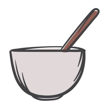 Kase. Kozmetik hazırlamak için konteynır. Etiket, simge ve baskı için vektör illüstrasyonu. Beyaz arkaplanda izole edilmiş basit el çizimi resim. Vektör illüstrasyonu