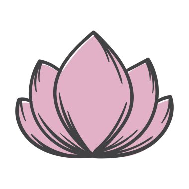 Lotus çiçeği. Doğu tıbbı. Etiket, simge ve baskı için vektör illüstrasyonu. Basit El Çizimi Resmi Beyaz Arkaplanda izole edildi. Vektör illüstrasyonu