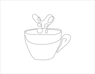 Devamlı bir fincan kahve çizimi. Bir bardak kahve. Bir fincan kahve kesintisiz hat sanatı. Düzenlenebilir Özet.