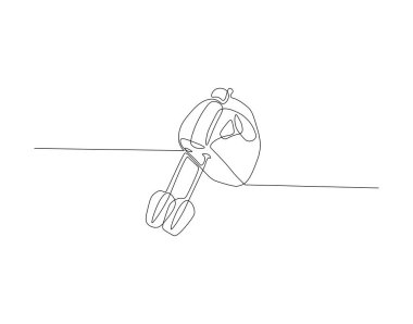 Mikser Makinesi 'nin kesintisiz çizgisi. Bir sıra Mutfak Utensil Karıştırıcı. Karıştırıcı Devamlılık Çizgisi Sanatı. Düzenlenebilir Özet.